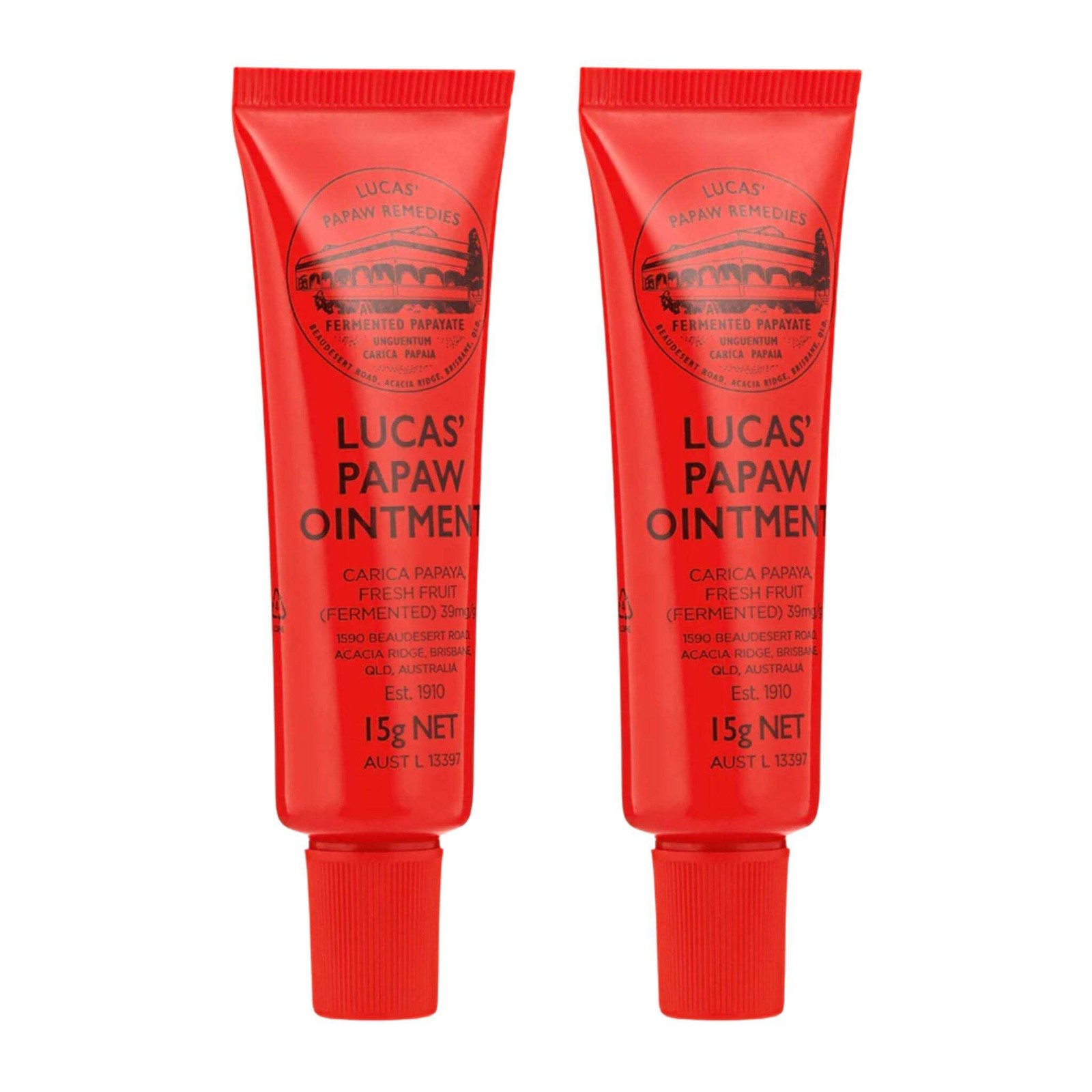 Lucas’ Papaw Ointment 15g x2 Lip Applicator Tubes Natural Healing Balm
