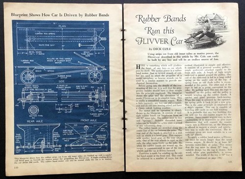 Sidewalk Midget Car Flivver Rubber Band powered 1930 HowTo build PLANS