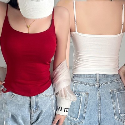 Damen-Tanktop mit tiefem Ausschnitt und Brustpolster innen außen Schicht und Rückenverschluss