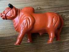 Vintage??Orangish/Red Blow Molded BRAHMAN BULL-RARE! 14”L x 8”H-Manoso on Belly