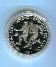 Bulgarien 25 Lewa 1990 Fu&szlig;ball WM 1990 Italien Silber PP (M11821)