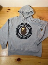 BAPE A Bathing Ape Busy Works Circle Logo Hoodie Heather Grey XXL 2XL