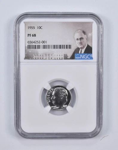 PF68 1955 Roosevelt Dime NGC Special Lbl *1607