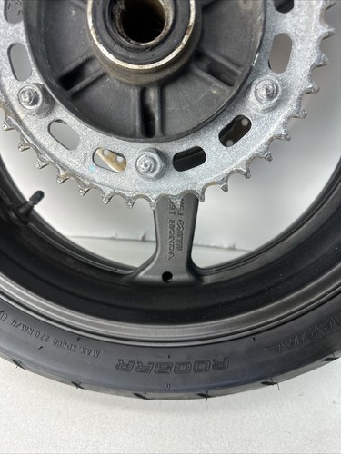 2007-2012 Honda CBR600RR CBR 600RR Rear Rim Wheel Black Straight *BENT Cracked* - Picture 2 of 13