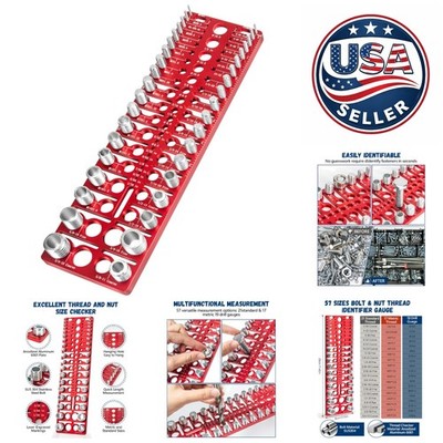57-Value Thread Checker Gauge for Standard & Metric Sizes - Anodized Aluminum