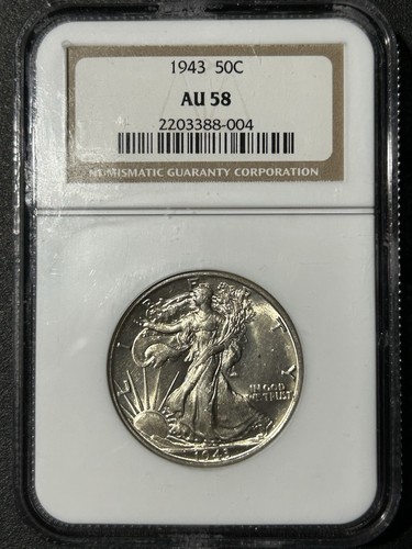 1943 50C NGC AU58 Walking Liberty Half Dollar