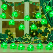 8.5Ft St Patricks Day Lights Outdoor, Shamrock String Light Plug in with 10 LED