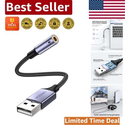 High Fidelity USB to 3.5mm Jack Adapter - 0.65ft Compatible with Windows & Linux