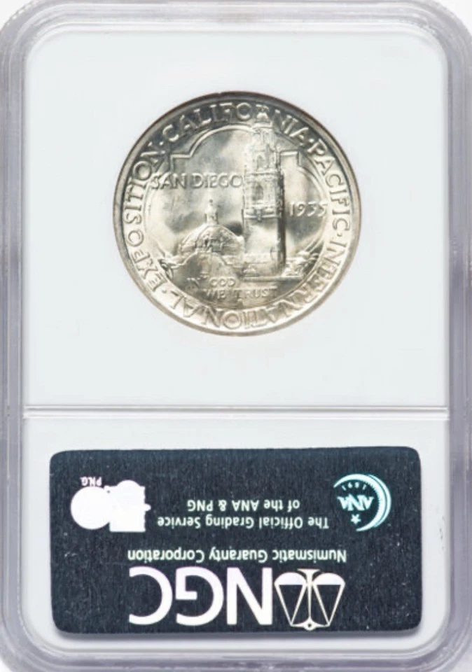 1935-S SAN DIEGO 50C Commemorative Silver Half Dollar-NGC MS 66 CAC-Blast White - Image 2 of 2