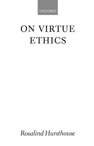 On Virtue Ethics | Rosalind Hursthouse | Taschenbuch | Kartoniert / Broschiert-image