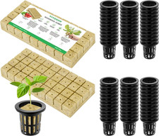 VIVOSUN 72 Rockwool Cubes & Net Pots Set for Hydroponics, 1.2” X 1.2” X 1.6” Cub