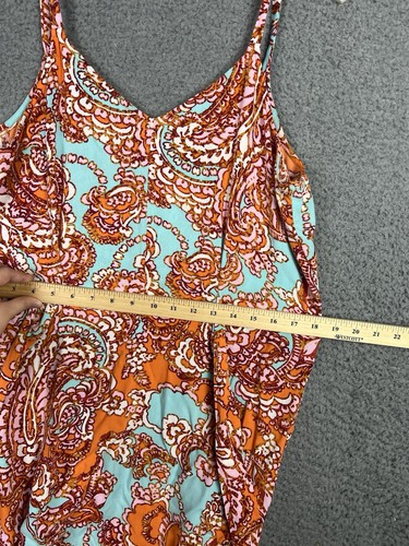 MSK Maxi Dress Spaghetti Straps Tie Back V-Neck Paisley Resort wear Summer - XL - Picture 8 of 9