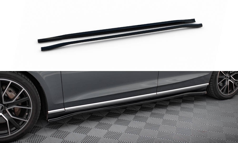 Rajouts de bas de caisse Maxton pour Audi A8 D5 noir brillant