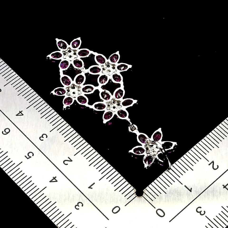 925 Sterlingsilber Anhänger Oval Rhodolith Saphir Natürlicher Edelstein Schmuck - Bild 3 von 4