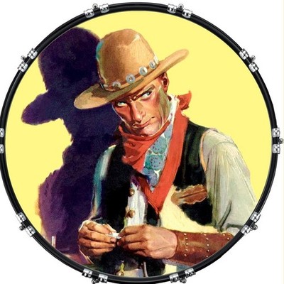 Aquarian 22'' Kick Bass Drum Head Graphical Image Front Skin Wild West 63