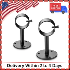 Black Ceiling Curtain Rod Brackets - 2 Pack, Ceiling Mounted Curtain Rod Hooks H