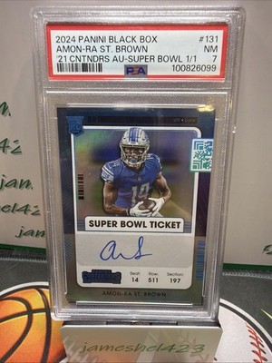 2024 PANINI BLACK BOX #131 AMON-RA ST. BROWN '21 CNTNDRS AU-SUPER BOWL 1/1 Auto