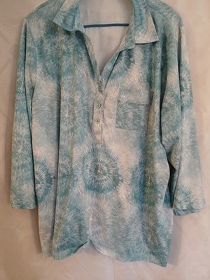 Damen Bluse,Aproductz,grün weiss,Gr. 50, Polyester Elasthan, Pailletten,30°