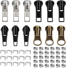 12 Pcs Zipper Repair Kit, #5 Lockable Sliders, Zipper Pull Replacement, Bottom