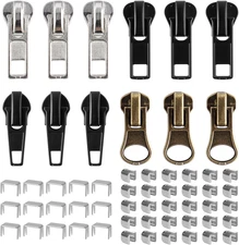 12 Pcs Zipper Repair Kit, #5 Lockable Sliders, Zipper Pull Replacement, Bottom