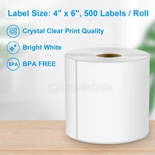 4x6 Direct Thermal Shipping Address Printing Labels 500/Roll Zebra/Rollo/Others