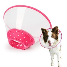 Dog Cone Recovery Collar Clear Adjustable Soft Edge Breathable Pink Large