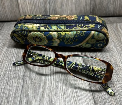 Vera Bradley Rhythm & Blues Glasses Case Tortoise Blue Green Paisley *Pls Read*