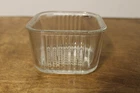 Vintage Federal Clear Glass Ribbed Refrigerator Dish 4 1/4" Square.. ( No Lid )