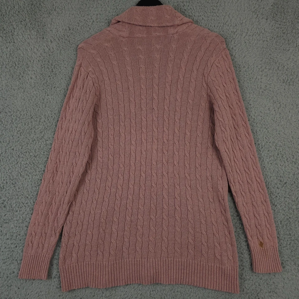 Cardigã Lauren Ralph Lauren Suéter Feminino Grande Rosa Malha Xale Gola - Imagem 2 de 4