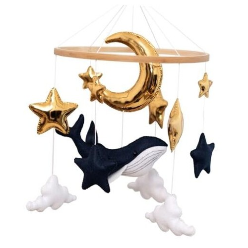 Baby Mobile for Crib - with Moon and Stars Nursery Decor - Gender Ocean Whale