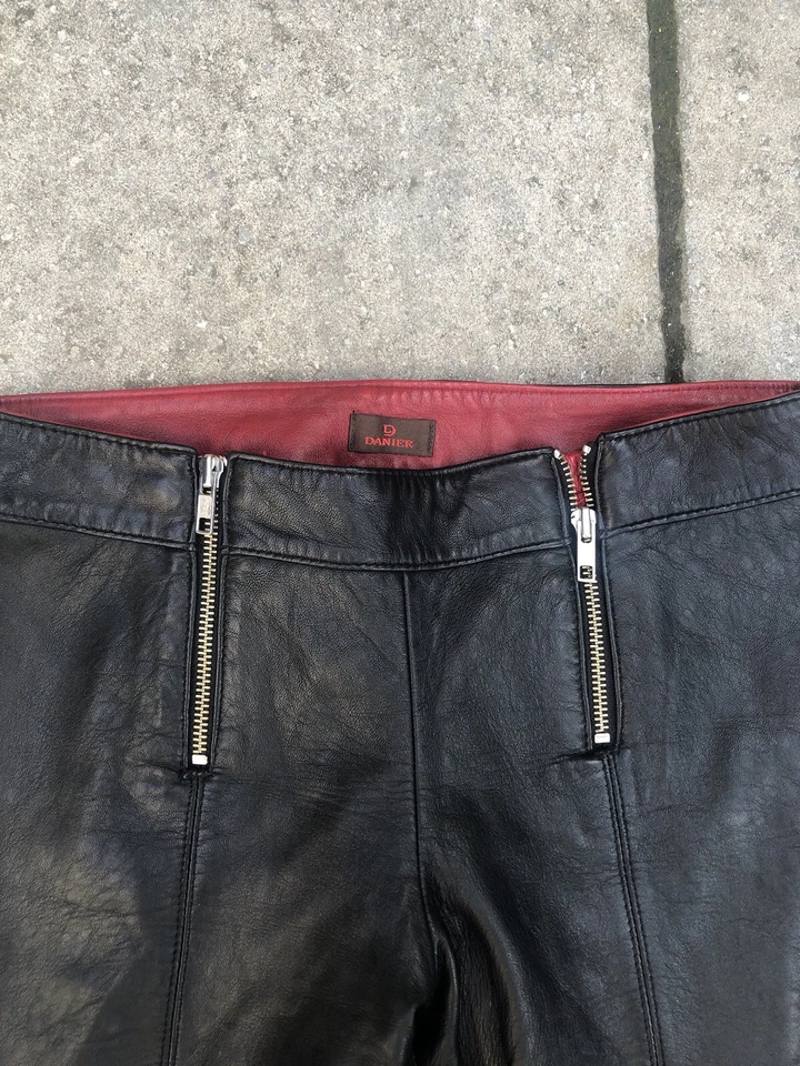 Pantalones de cuero Danier vintage talla 2 años 90 Y2K cintura alta negro pantalón para mujer Foto 4 de 4