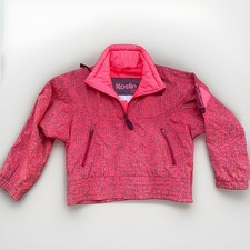 Vintage 80s 90s Jacket by Kaelin Hot Pink Print Puffer Ski Jacket M