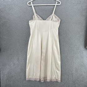 Vintage Kayser Slip Womens L Tall White Nylon Lace Trim Full Lingerie 80s