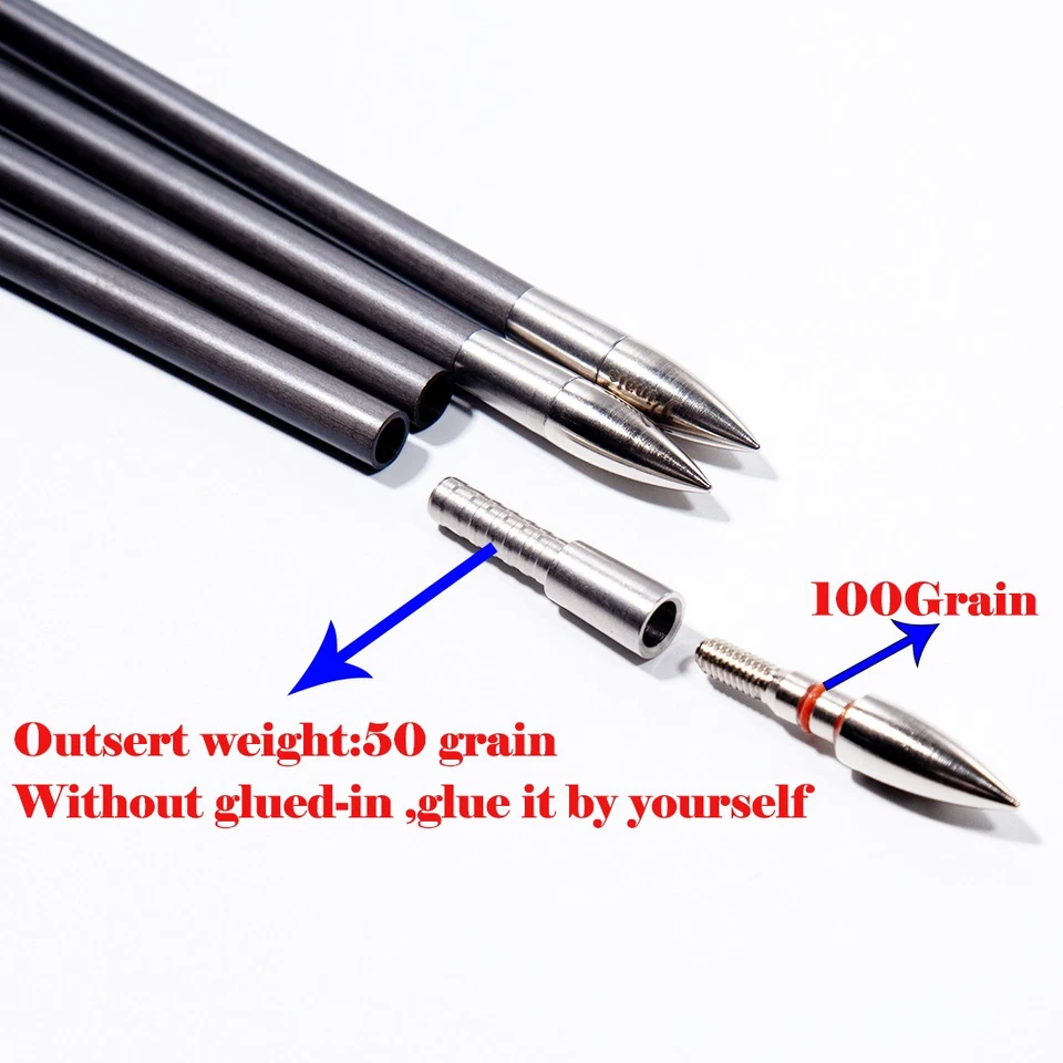 .204" 400 Spine Hunting Archery Compound Bow Carbon Arrows 12PC - Image 4 of 4