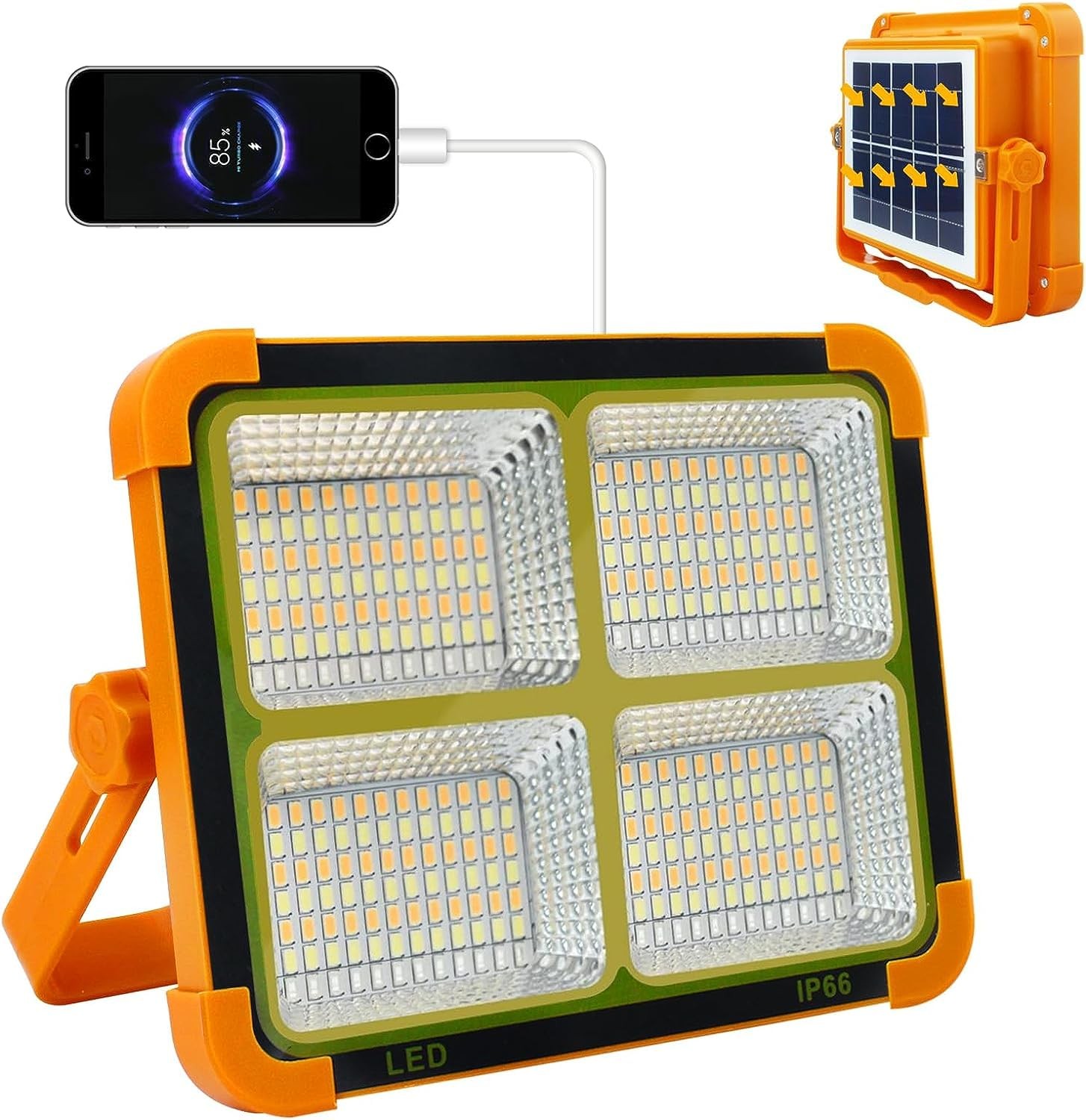 Faro LED Solare 100W Portatile: Lampada Emergenza 10000LM per Outdoor