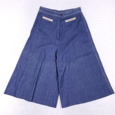 Brittania Vintage 70s Denim Gaucho Pants Womens 13/14 Cropped Wide Leg Boho Blue