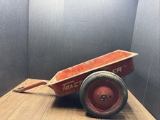Vintage Pedal Car Red Tractor Trailer Pull Behind Cart Radio Steel Chicago