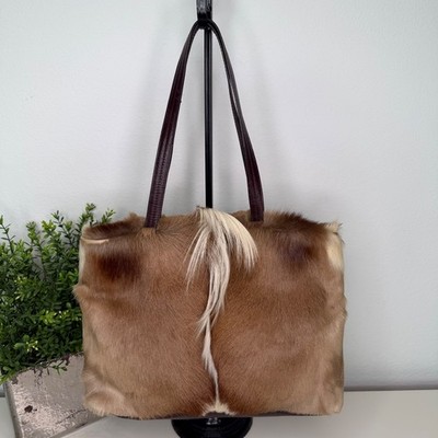 Diane Gail Tote Bag African Springbok Antelope Leather Trim Western Chic Large