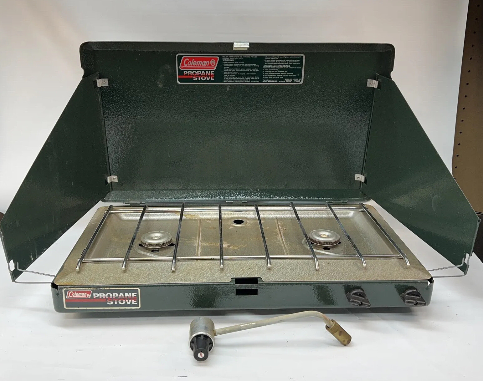 Coleman 5430B700 2 Burner Propane Camping Stove W/Wind Shields Green Made  In USA | eBay