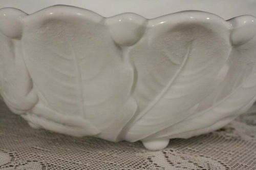 Indiana Glass Milk White Floral Serving bowl Wild Rose GrannyCore Cottage Chic - Bild 4 von 5