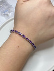 Tennis Bracelet 14K White Gold Plated Simulated Amethyst 4Ct Oval Cut Women's