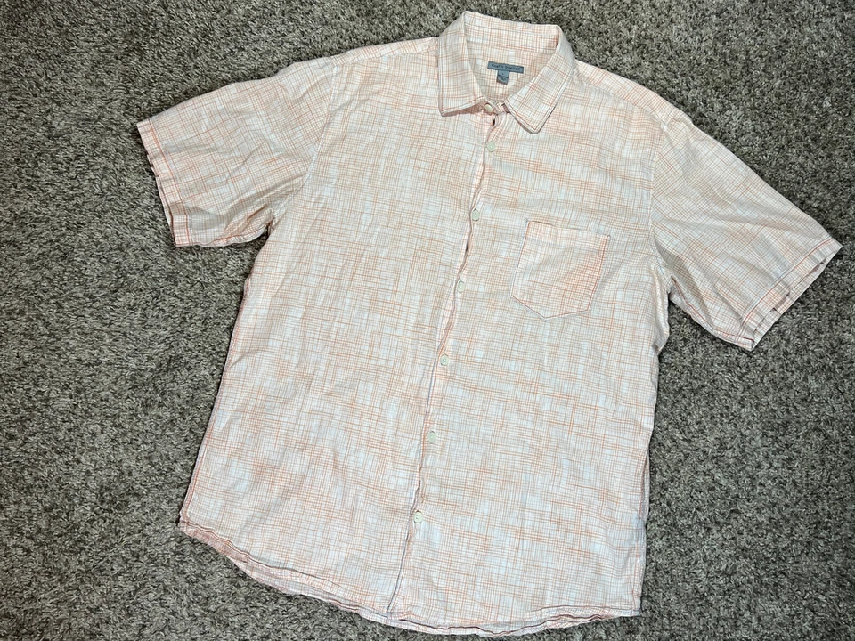 MARTIN GORDON 100% ЛЕГКИЙ ХЛОПОК ОРАНЖЕВЫЙ ПРОВЕРИТЬ КОРОТКИМ РУКАВОМ РУБАШКА L БОЛЬШОЙ - Изображение 2 из 4