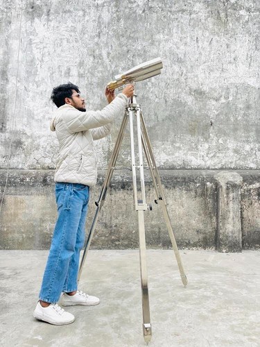 1920' Century Nautical Naval Brass Victorian Binoculars in Chrome/Nickle Tripod - Picture 7 of 10