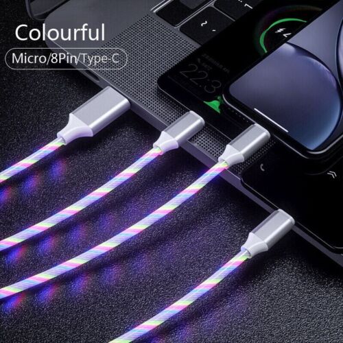 5X LED Light Up Fast Charging Charger Cable USB Cord For iPhone Android Type C - Picture 4 of 22
