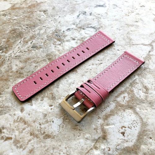 Pink Soft Leather Watch Band Strap for TicWatch Pro 3 E2 S2 and GTX - B22 - 第 1/5 張圖片