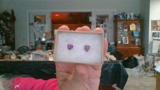 0.925 Sterling Silver Heart Shape Amethyst Stud Earrings