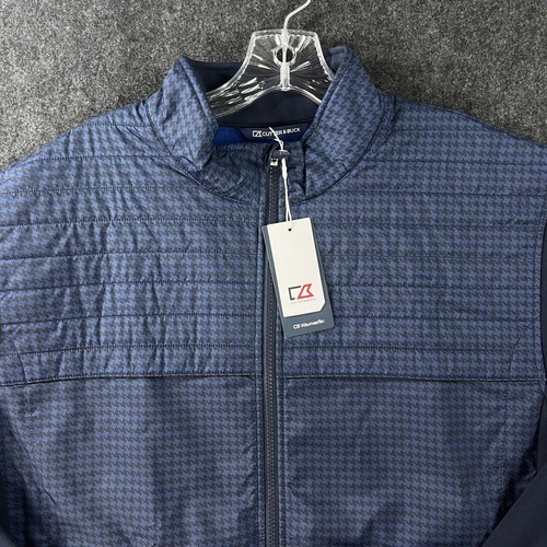Cutter & Buck Discovery Windblock Hybrid Jacket Men’s Extra Large Navy Blue Zip - Picture 2 of 7