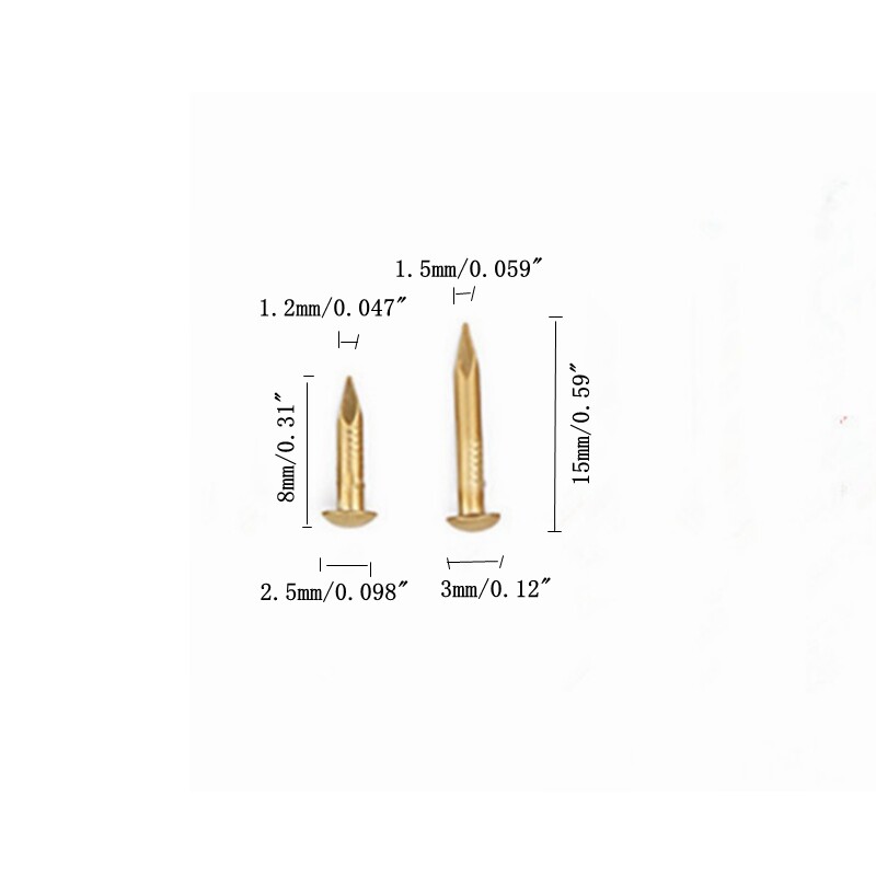 100PCS Solid Brass Panel Pins Nail Tack Pure Copper Nails Round Head