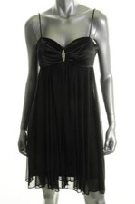 JUMP ~ Black Satin Chiffon Sweetheart Babydoll Empire Party Dress 9/10 NEW 