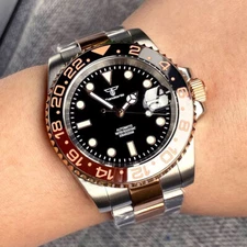 40mm Tandorio 20ATM Mens Watch Japan NH35 Automatic Two Tones Oyster Bracelet